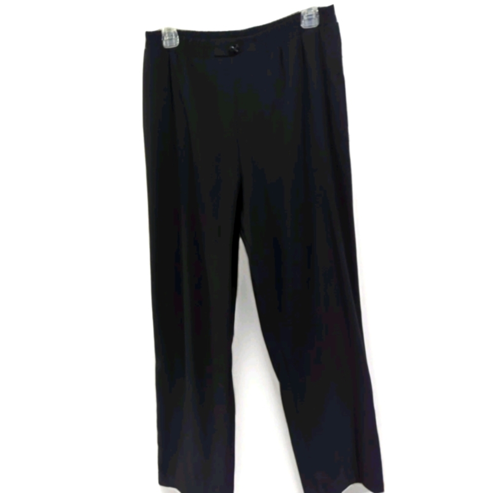 Nancy Bolen "City Girl"  Women's Black Straight Leg Pants Elastic Waist Size 10